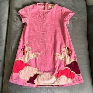 Mini Boden Girls' Unicorn corduroy Dress, size 6-7 years